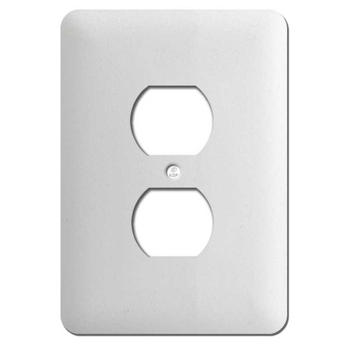 Tall Wider Duplex Receptacle Cover Plate - White Wrinkle Texture 