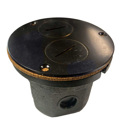 Round 4" Floor Box Assembly Duplex Outlet, Dark Bronze Cover
