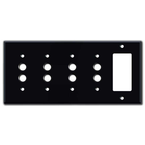 Decora Electrical Outlet + 3 Push Button Switch Plate - Black