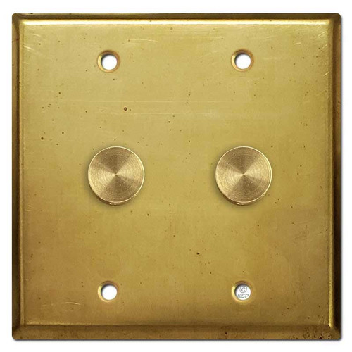 Modern Brass Dimming Switch Wall Plate Set - 2 Gang Natural Brass
