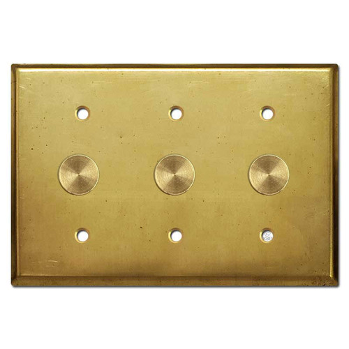 3-Gang Modern Brass Dimmer Switch Set 3-Way/1-Pole Push On/Off