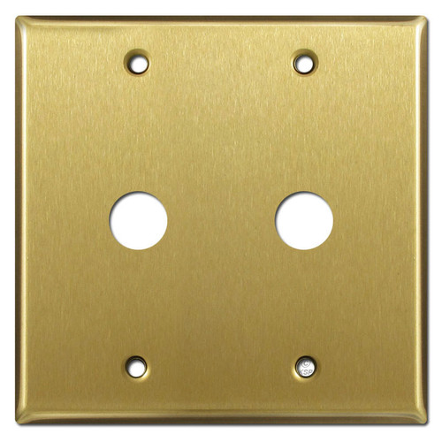 Dual 5/8" Cable Switch 2-Gang Cover Plates - Satin Brass