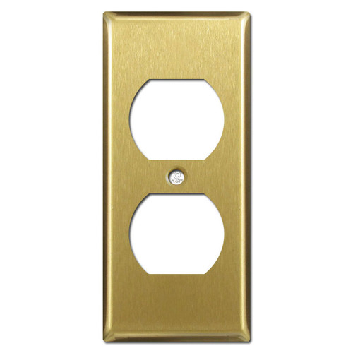 1.75'' Narrow Duplex Receptacle Cover - Raw Brass