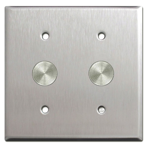2-Gang Modern Nickel/Stainless Dimmer Plate Set 3 Way/1-Pole Push On