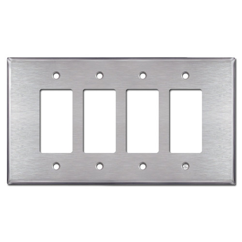 Custom 4 Rocker Switch Plate 6.75" x 10.25" - Satin Stainless Steel