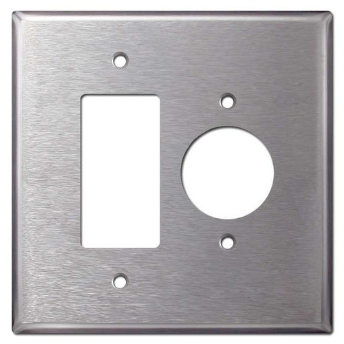 Oversized 1.62'' Locking Twist Outlet + Decora Plate - Stainless Steel