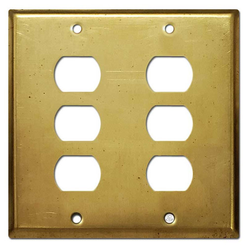 2-Gang 6-Despard Switch Wall Plate Covers - Raw Brass