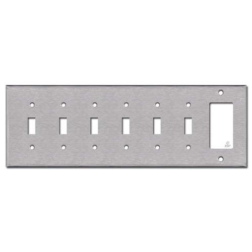 7-Gang 6-Toggle 1-Decora Light Switch Plate - Satin Stainless Steel