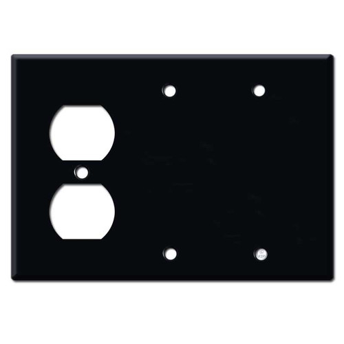 1 Duplex 2 Blank Switchplate - Black