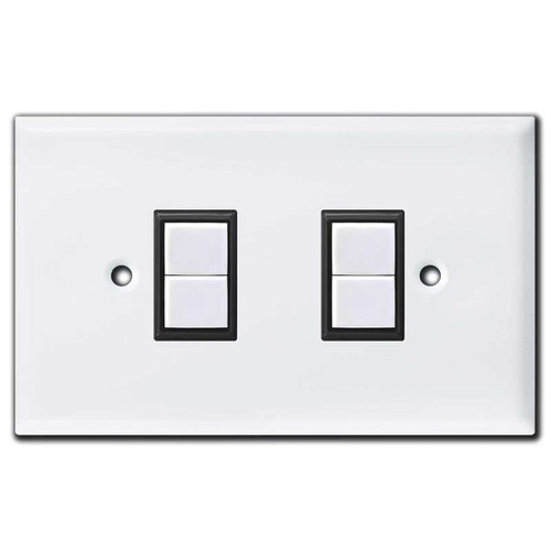 2 GE Low Voltage Switch & Oversized Wall Plate Replacement Set - Black/White