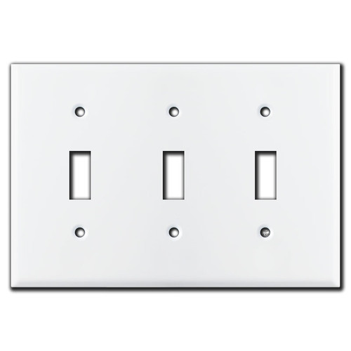 Engravable 3 Toggle Light Switch Cover - White Stainless Steel