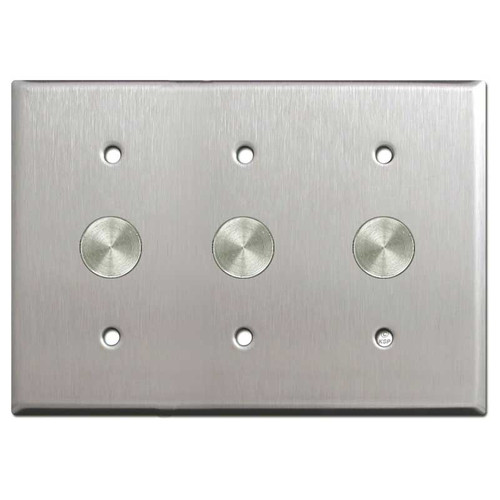 3-Gang Modern Nickel/Stainless Dimmer Plate Set 3 Way/1-Pole Push On