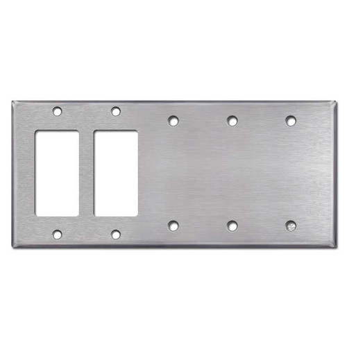 2-Decora 3-Blank Light Switch Cover Plate - Satin Stainless Steel