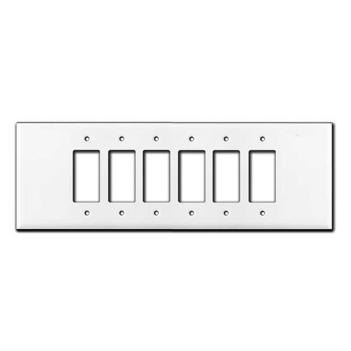 Oversized Wide 6 Decora Rocker Switch Wall Plate - White