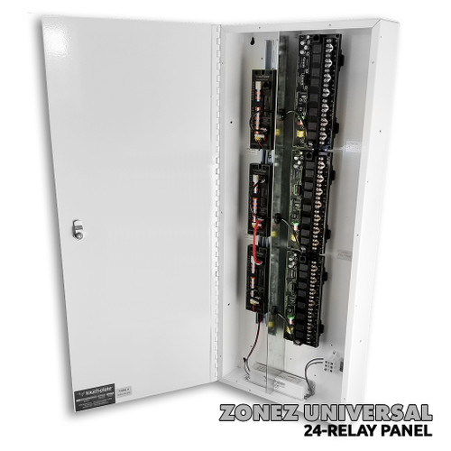 Low Voltage Touch-Plate 24-Relay Universal Control Panel - Soluxe modules may be different as photo is an approximation.