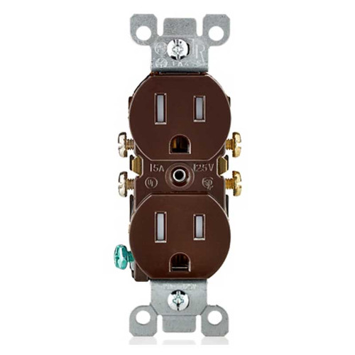 15A Tamper Resistant Duplex Receptacle Grounding - Brown Leviton