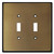 Jumbo 2 Gang Toggle Switch Plates - Antique Brass