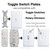 Toggle openings can be used for toggle switches, toggle dimmers, or rotary dimmers.