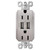 USB Receptacle Dual Charger 2 Port 2 Plug 15A - Nickel