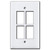 White 4-switch low voltage light switch cover installs vertically, too.