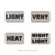 Light, Heat, Vent, Night Light Switch ID Wall Plate Labels