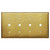 4-Gang Modern Brass Switch Plate with smaller holes that hide behind knobs - Natural Brass