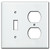 Engravable Duplex + Toggle Switch Cover Plate - White Stainless Steel