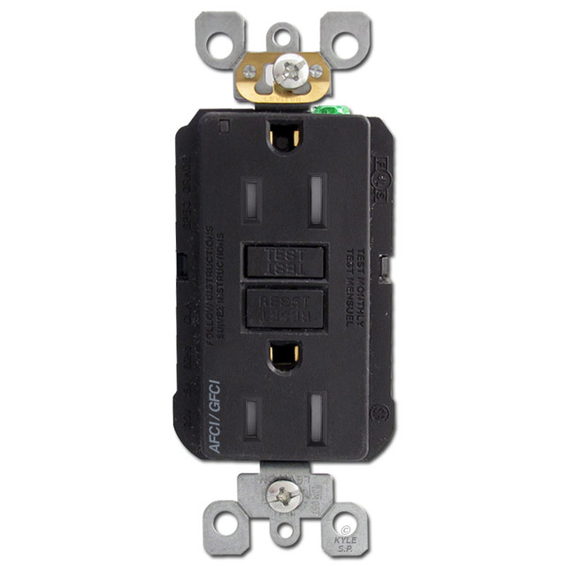 Ground Fault Arc Fault Receptacle 15A TR Leviton Black