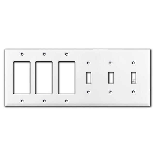 3 Decor Ground Fault Outlet + 3 Toggle Light Switch Covers