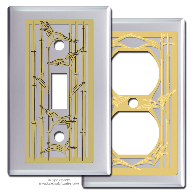Asian Bamboo Metal Switch Plates & Outlet Covers Made in USA