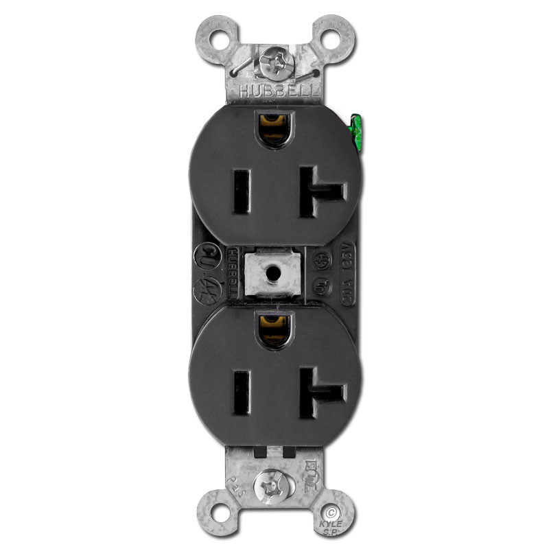 Black 20A Duplex Outlet Receptacle Hubbell 5352