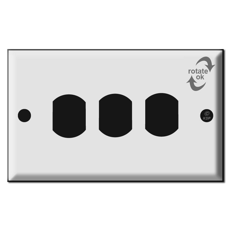 Three Stacked Switch Despard Wall Plate - Polished Chrome