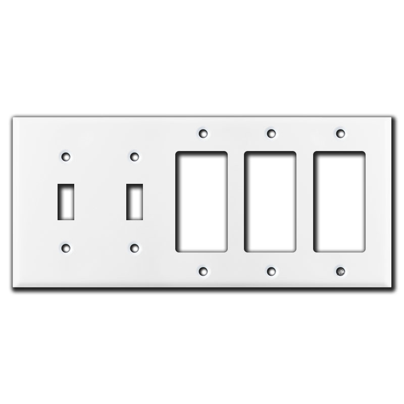 2 Toggle 3 Decora Rocker Switch 5 Gang Wall Plate Covers White