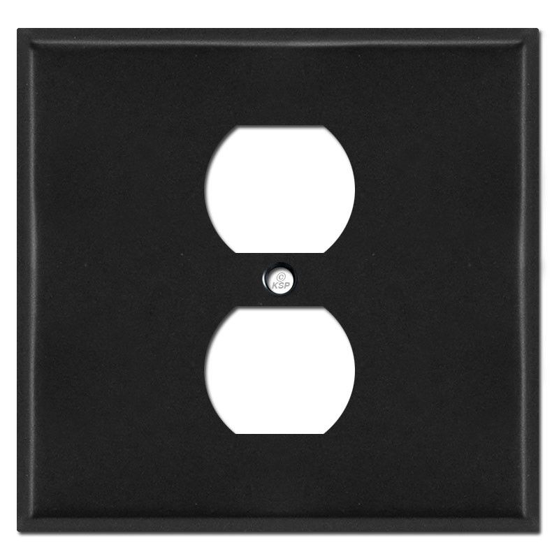Double Gang Single Centered Duplex Wall Plates Black