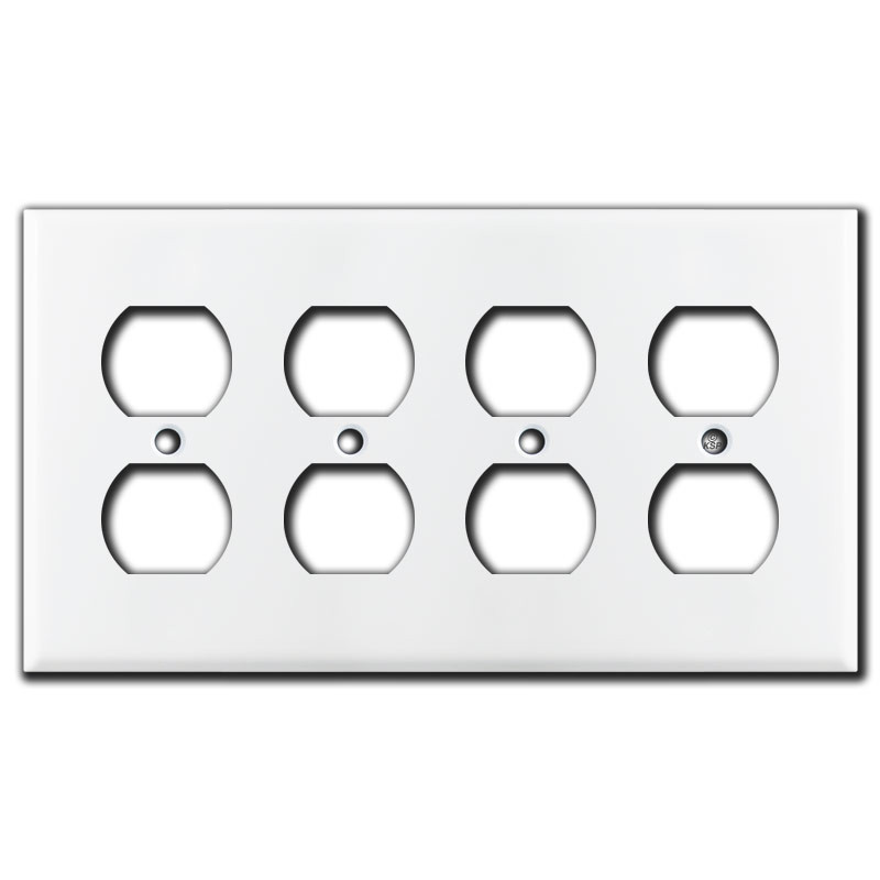4 Outlet Wall Plate White Kyle Switch Plates