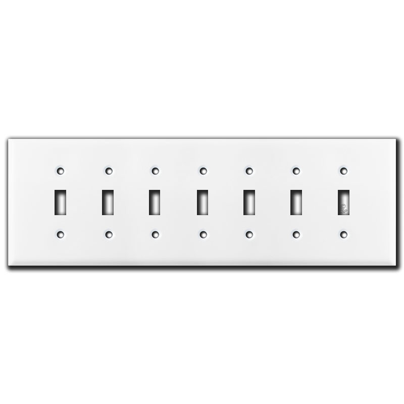 Jumbo 7 Gang Toggle Light Switch Plates White