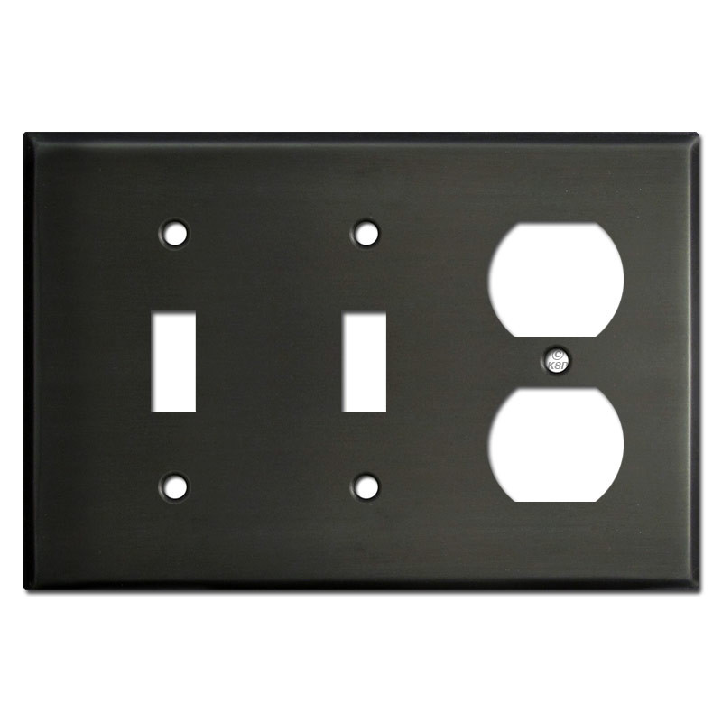 2 Blank Wall Switch Plate Cover Dark Bronze