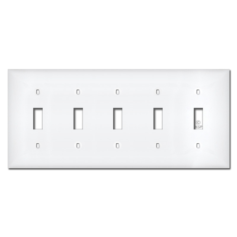 White Plastic 5 Gang Toggle Wall Plate Covers Kyle Switch Plates
