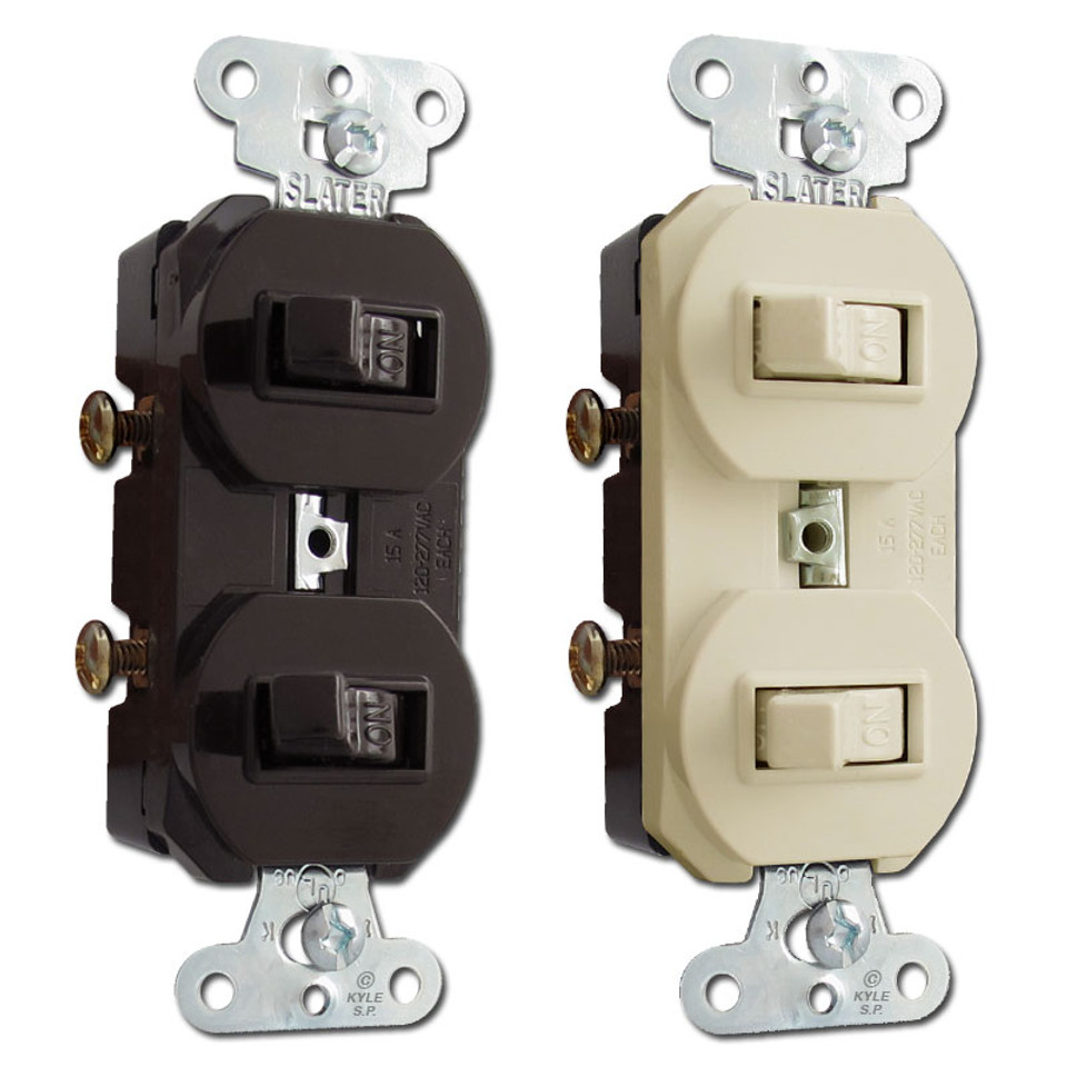 Leviton Duplex Stacked 3Way Horizontal Toggle Light Switches 5243