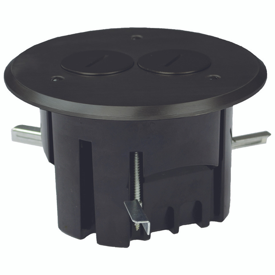 4 Socket Floor Receptacles 15A Duplex Brass Cover Leviton