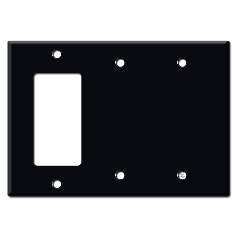 1 Decor Rocker 2 Blank Wall Plate Covers Black Kyle Switch Plates