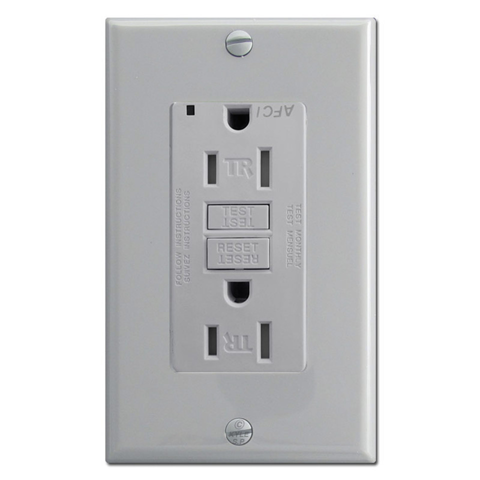 Arc Fault Receptacle 15A Leviton Tamper Resistant Gray
