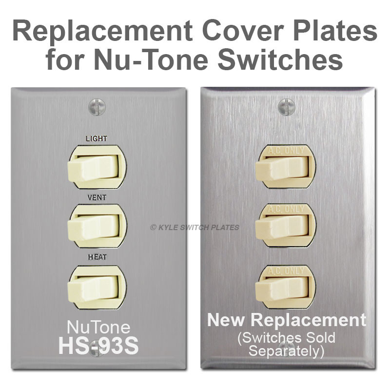 Printed 3 Despard Toggle Switch Plates Light Vent Heat Markings