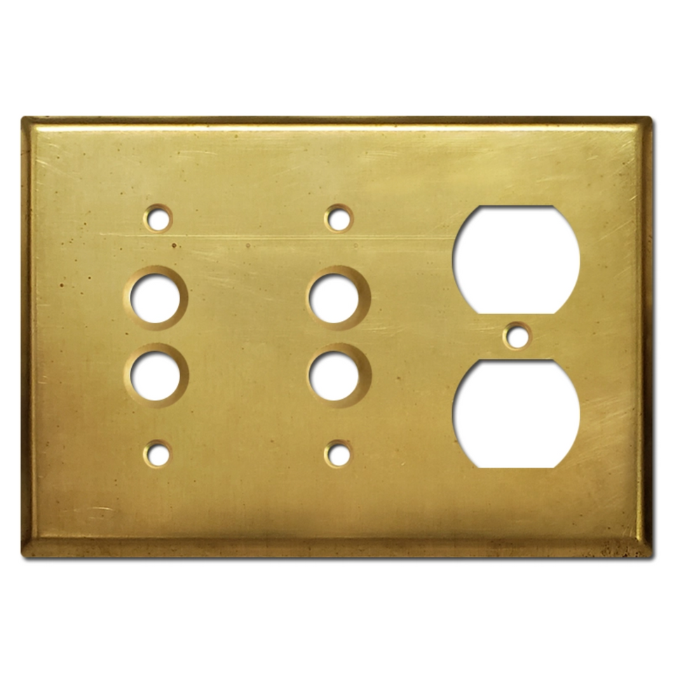 1 Duplex Outlet Cover Wall Plate Unfinished Raw Brass