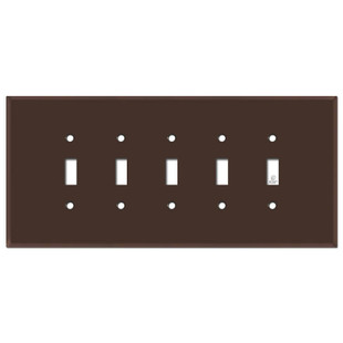 Jumbo Five Gang 5 Toggle Switch Plate Cover - Brown