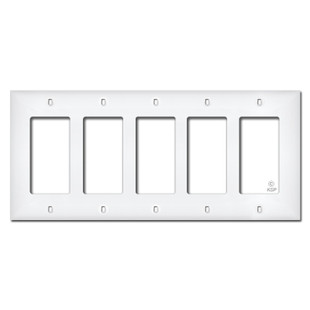 White Plastic 5 Gang Decora Switch Plate | Kyle Switch Plates