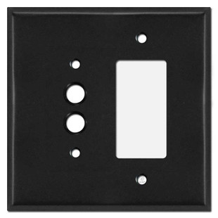 Jumbo Push Button Switch & Decora Outlet Cover Plate - Black