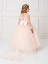 Gorgeous Long Sleeve 1st Communion Dress With Sheer Neckline