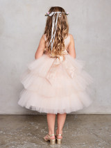 Girls Beautiful Metallic Glitter Pageant Party Dress With Tulle Skirt