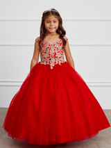 Red Pageant Dress For Girls Floor Length Off The Shoulder Pageant Gown